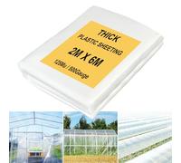 JNBGTU Plastic Sheeting Heavy Duty Polythene Sheeting, Thick Large Clear Plastic Dust Waterproof Sheets, Garden Grow PE Cover Sheets for Gardening Insulation Building Rubble Protection (Clear 2X6M)