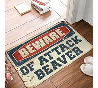 JNBT Cool Door Mat Beware Of Attack Beaver Rug Front Door Inside Mat Funny Welcome Mats For Front(50X80CM)