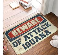 JNBT Cool Door Mat Beware Of Attack Iguana Rug Front Door Inside Mat Funny Welcome Mats For Front(65X90CM)
