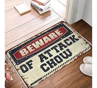 JNBT Small Door Mat Beware Of Attack Chow Doormat Entrance Mat Indoor Home Door Mat(50X80CM)