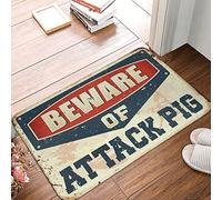 JNBT Small Door Mat Beware Of Attack Pig Rug Entrance Mat Indoor Home Door Mat(65X90CM)