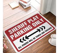 JNBT Solid Color Area Floor Mat - Sheriff Play Parking Only | Backyard Bar Decor/Waterproof Bath - Quick Drying Outdoor Rug Deck, Absorbent Bath & Solid Color, Circular Outdoor(65X90CM)