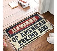 JNBT Summer Outdoor Mat Beware Of American Eskimo Dog Doormat Door Mats Outdoor Fall Man Cave Decor And Accessor(40X60CM)