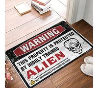 JNBT Welcome Mat Bath Washable Warning This Property Is Protected By A Highly Trained Alien - For Bedroom Aesthetic Shower Decor Absorbent Rug Suitable For In House High Traffic Areas(50X80CM)