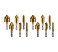 Jnchdghwa 12 Pcs 1/4inch Hex Shank Countersink Drill Bits Center Punch Set HSS 5 Flute Countersink 90 Degree