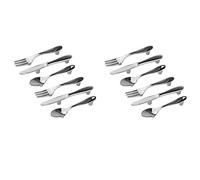 Jnchdghwa 12 PCS Knife Spoon Fork Kitchen Cabinet Closet Drawer Pull Handles Knobs 3-Inch Center to Center (Silver)