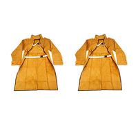 Jnchdghwa 2pcs 120cm Welding Apron Flame Retardant Long Sleeve Welder Protective Clothing Split Leather Fire-