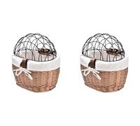 Jnchdghwa 2X Cat Dog Bicycle Front Handlebar Basket Pets Seat Handwoven Wicker MTB Road Bike Basket Pet Cat