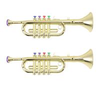 Jnchdghwa 2X Children'S Musical Instruments Children'S Stage Performance Props Four-Tone Trumpet (Basic Trumpet Board) Gold