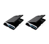 Jnchdghwa 2X Clip Board Organizer Clipboards with Storage Nursing Clipboard Foldable File Folder Plastic Clipboard (Black)