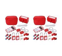 Jnchdghwa 2X Electrical Circuit Breaker Lockout Tagout Kit,Safty Padlock Set Plug Lock Out Tag Station Hasps for Industry