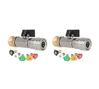 Jnchdghwa 2X High Pressure Washer Ball Valve Kit 1/4inch Quick Connector and M22 14mm Switch on/Off with Nozzle