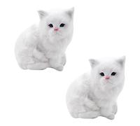 Jnchdghwa 2X Realistic Cute Simulation Stuffed Plush White Persian Cats Toys Cat Dolls Table Decor Kids Boys Girls
