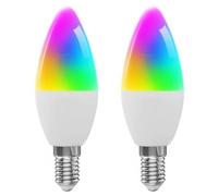 Jnchdghwa 2X Tuya E14 Smart Bulb Dimmable Five-Way Spiral Candle Bulb WiFi RGB Bulb Remote Control and Voice Control 5W