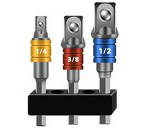 Jnchdghwa 3PCS Impact Grade Socket Adapter Set for Power Drill & Impact Driver, Hex to Square (1/4", 3/8", 1/2")