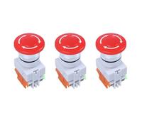 Jnchdghwa 3X Red Mushroom Cap 1NO 1NC Emergency Stop Push Button Switch AC 660V 10A