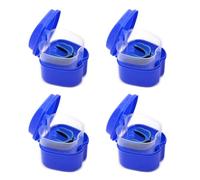 Jnchdghwa 4X Dark Blue Denture Case, Denture Cup with Strainer, Denture Bath Box False Teeth Storage Box with Basket Net