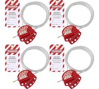 Jnchdghwa 4X Lockout Tag Cable Lock Adjustable Cable Lock Vinyl Coated Steel Cable Lock for Equipment Maintenance and Repair
