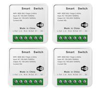 Jnchdghwa 4X Tuya 16A MINI WiFi Switch DIY 1-Way Remote Control Timer Relay Automation for Smart Life Work