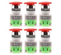 Jnchdghwa 6X Red Mushroom Cap 1NO 1NC DPST Emergency Stop Push Button Switch AC 660V 10A