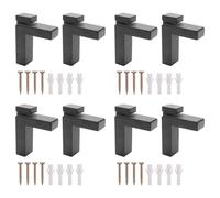 Jnchdghwa 8 Pcs Adjustable Wood/Glass Shelf Bracket Wall Mount Heavy Duty Floating Brackets for 3-28mm Thick Shelves,Black