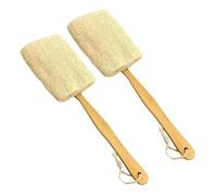 Jnchdghwa Back Scrubber with Long Wooden Handle, 2 Pack Exfoliating Loofah Luffa Loofa Bath Brush on A Stick, Shower Sponge