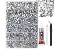 Jnchdghwa For Nails Jewelry Resin Jelly Rhinestone Bedazzling Kit 10000Pcs 24 Grids 2/2.5/3/4/5/6mm Flat Back Gems for Clothing Art Book
