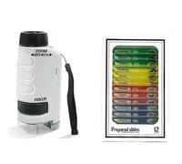 Jnchdghwa Handheld Microscope Kit 60-120X Pocket Microscope with LED Light 12 Specimens Outdoor Educational Science Tool White