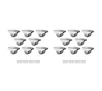 Jnchdghwa Mini Fixed Caster Wheels,Low Profile Small Casters with Screws, Silent Rubber Rigid Caster Wheels for Furniture 16 Pack