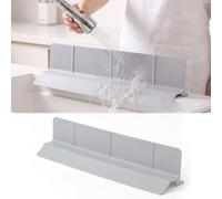 JNCST 18" Sink Splash Guard Silicone Water Splatter Guard for Kitchen Sink Bathroom, Premium Over Sink Flap Anti-Water Board with Ultra-Strong Suction Cups for Kitchen Countertop (Grey)
