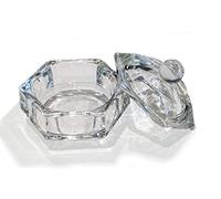 JND Professional Acrylic Liquid Monomer Small Dappen Dish + Lid Glass Crystal Bowl Nail Art Powder Cup (Hexagon)