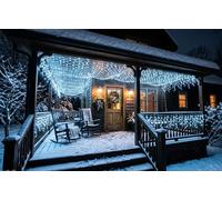 JnDee 200 LED Fairy String Lights Cold White 20M, Green Wire Low Voltage 31V with 8 Modes Timer Memory 10M Extension Lead Indoor Outdoor Christmas