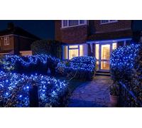 JnDee Blue Fairy Lights 1000 LED 100M with Timer, 8 Modes, Low Voltage 31V Safe for Kids & Pets, Green Wire, Indoor Outdoor Garden Christmas Tree Lights with 10M Extension Lead & UK Plug