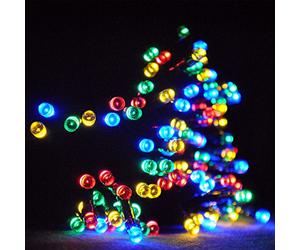 JnDee Multi-Colour Fairy Lights 200 LEDs 20M, 8 Modes Timer Memory Function, 31V Low Voltage Green Wire Christmas String Lights, IP44 Waterproof Indoor Outdoor, 10M Extension Lead, UK Plug