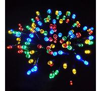 JnDee Multi-Colour Fairy Lights 500 LEDs 50M, 8 Modes Timer Memory Function, 31V Low Voltage Green Wire Christmas String Lights, IP44 Waterproof Indoor Outdoor, 10M Extension Lead, UK Plug