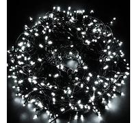 JnDee Safe Voltage 200 Bright LEDs 20M Cool White Christmas Fairy Lights, 8 Modes/Memory, Timer, 10M Lead