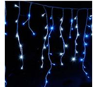 JnDee Safe Voltage Fully Weatherproof Icicle Christmas Fairy Lights Blue & White 300LED 6M Width Plus a Massive 6M Lead Cable, 8 Modes, 8H Timer, Memory