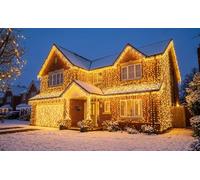 JnDee Warm White Fairy Lights 100 LEDs 10M Green Wire, 8 Modes Timer Memory Function, Low Voltage 31V DC Indoor Outdoor Christmas String Lights with 10M Extension Lead