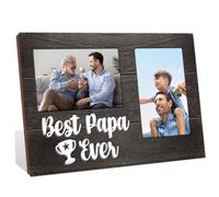 JNDJE Gifts for Papa Fathers Day, Papa Gifts 3D Photo Frame Hold 4x6 Inches Two Photos, Best Papa Ever Gift Gag Birthday Gift for Him from Grandson, Father's Day for Papa Who Wants Nothing