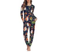Jndtueit 2 Pcs: Guinea Pig Women's Pajama Soft Long Sleeve Top With Pants, Cartoon Hamster Joggers Set(Available In Plus Size)