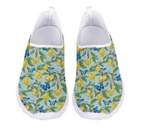 Jndtueit Blue Butterfly Lemon Trainers Shoes for Women Travel Training Exercise Athletic Sneakers Mesh Work Loafers