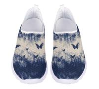 Jndtueit Blue Butterfly Smoke Sports Shoes Mesh Footwear Sole Walking Loafers Breathable Running Sneaker for Women Lady