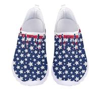 Jndtueit Blue US Flag Walking Loafers Mesh Leisure Business Flats Shoes Classic Work Jogging Dress Barefoot Sneakers for Women Men