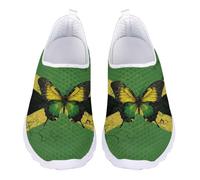 Jndtueit Butterfly Jamaica Flag Office Loafers Fashion Driving Trainers Dress Mesh Shoes Sports Sneaker for Women, Green