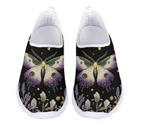 Jndtueit Butterfly Moon Star Sports Shoes Slip On Walking Business Cycling Loafers Athletic Sneaker for Women Men Lady, Black