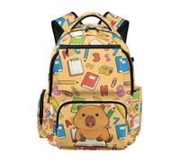 Jndtueit Capybara Book School Backpack for Girls Boys Middle Elementary High School Book Bag Hiking Backpack Orange Kids Bookbag Rucksack Travel Backpacks Ruck Sack Schoolbag