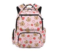Jndtueit Capybara Girls Backpack Lightweight School Backpack for Girl 17 Inch Laptop Backpacks Strawberry Pink Love Travel Work School Bag Daypack Big Backpacks for Women
