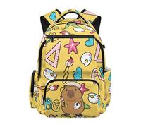 Jndtueit Cartoon Capybara Backpack for Boys Girls Yellow Laptop Backpacks for Middle Elementary School Bag Backpacks Daypack Hiking Travel Back Pack Casual School Book Bags