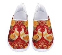 Jndtueit Cartoon Chicken Boho Floral Red Sports Loafers Fashion Work Shoes Running Barefoot Sneakers for Women Girls Teens
