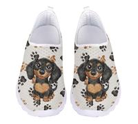 Jndtueit Cartoon Dachshund Dog Paw Walking Loafers Mesh Work Office Shoes Comfort Travel Outdoor Sports Sneaker for Women Men